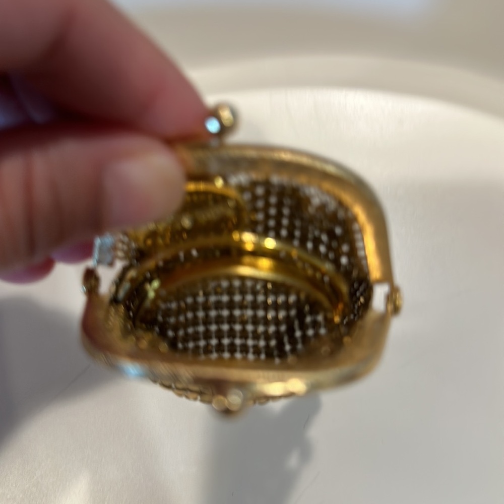 Judith Leiber Gold Sequin Coin Purse and Compact Set - Picture 4 of 5